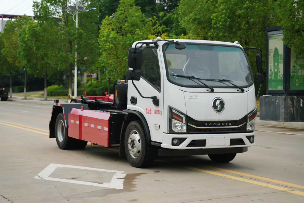 陜汽智云141度純電動車廂可卸式垃圾車勾臂垃圾車圖片1